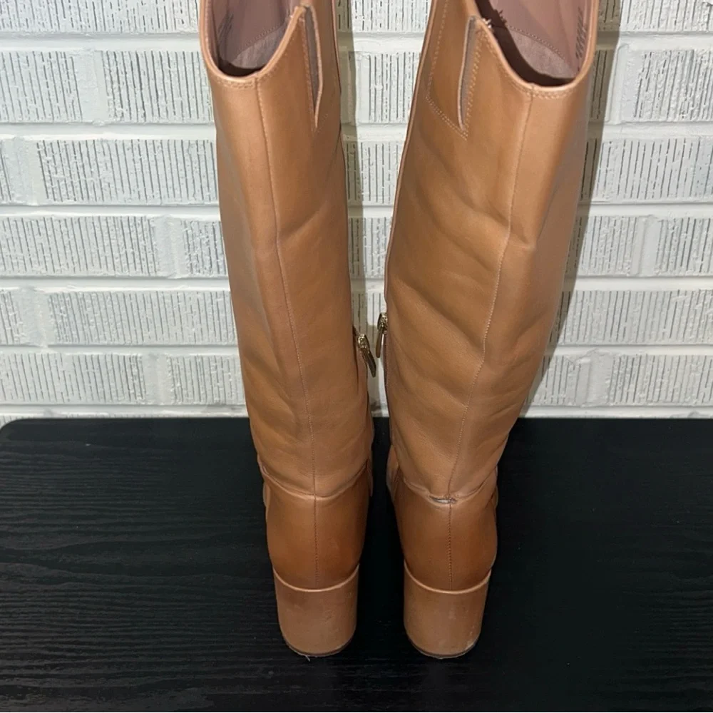 NORSTROM Cognac Leather Tall Heel Boot